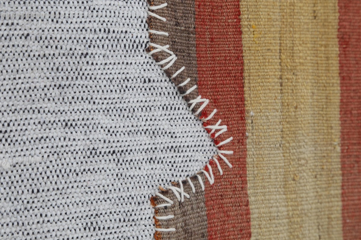 3x4 Vintage Turkish Tapestry Rug, Striped Wool Textile Wall Art, Rustic Woven Wall Hanging