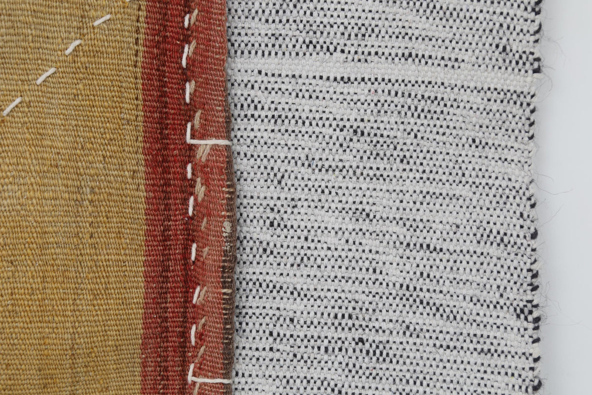 3x4 Vintage Turkish Tapestry Rug, Striped Wool Textile Wall Art, Rustic Woven Wall Hanging