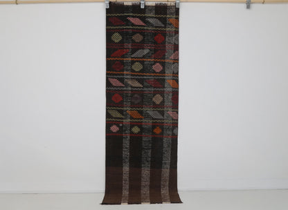 2x6 Vintage Turkish Flatweave Runner Rug,  Striped Wool Cotton Kilim, Narrow Hallway Rug
