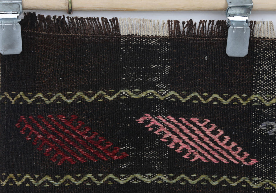 2x6 Vintage Turkish Flatweave Runner Rug,  Striped Wool Cotton Kilim, Narrow Hallway Rug