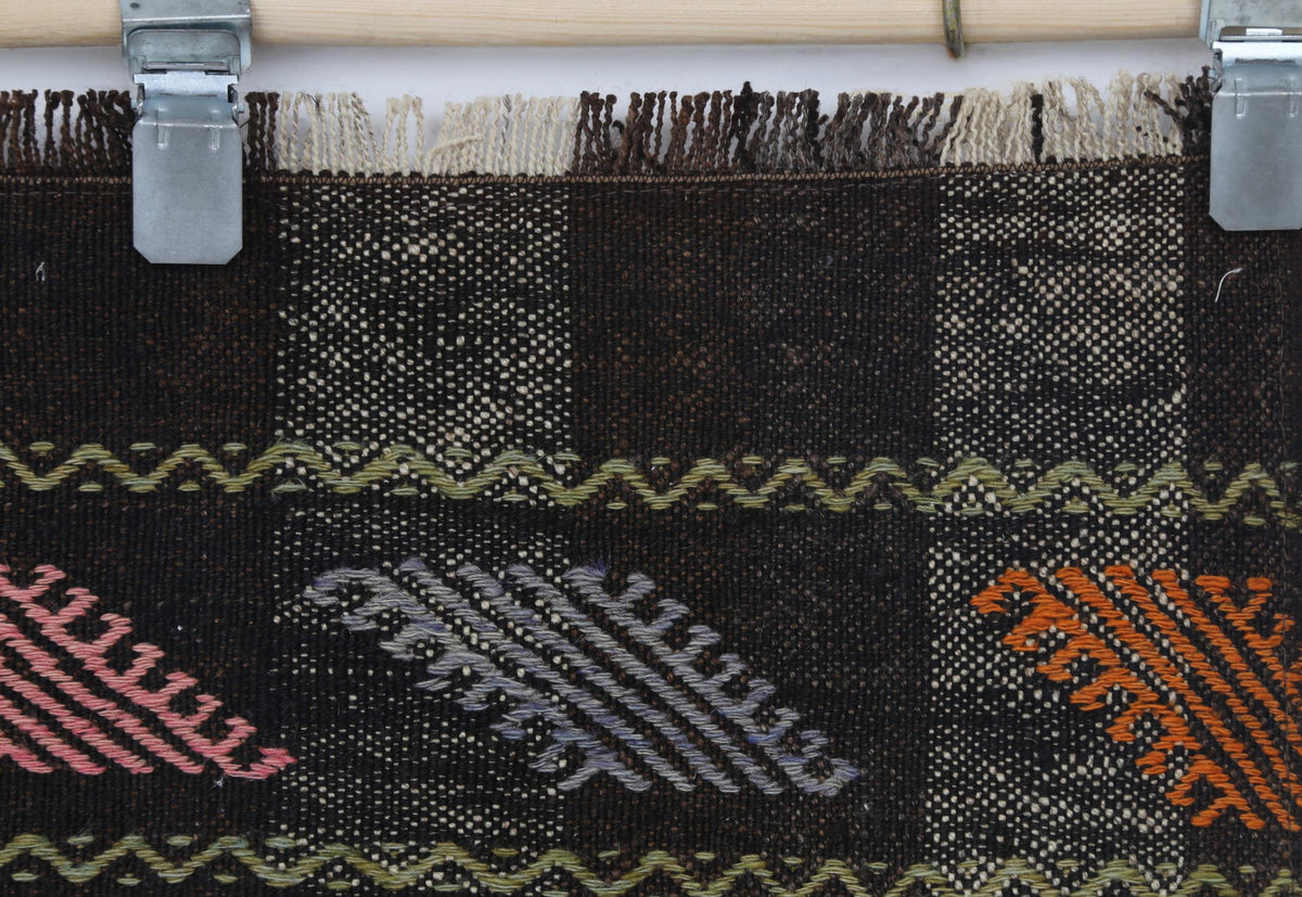 2x6 Vintage Turkish Flatweave Runner Rug,  Striped Wool Cotton Kilim, Narrow Hallway Rug