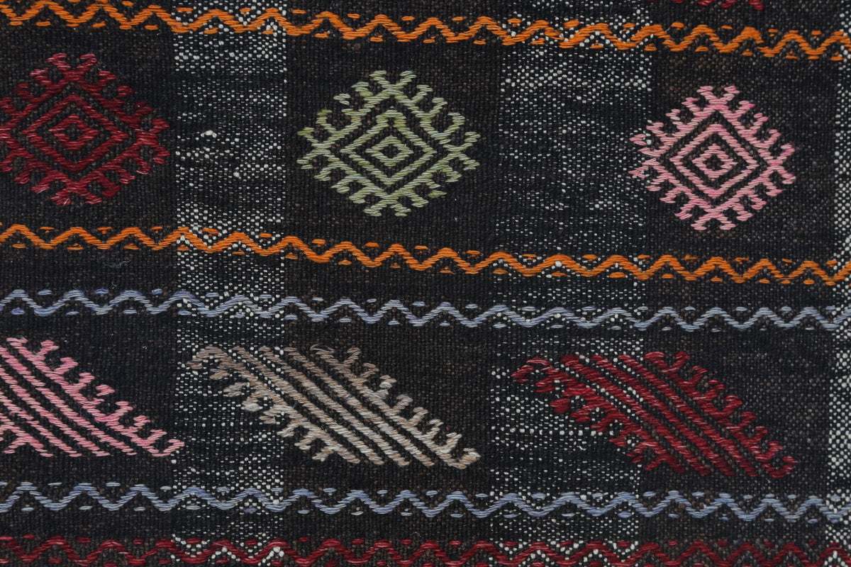 2x6 Vintage Turkish Flatweave Runner Rug,  Striped Wool Cotton Kilim, Narrow Hallway Rug