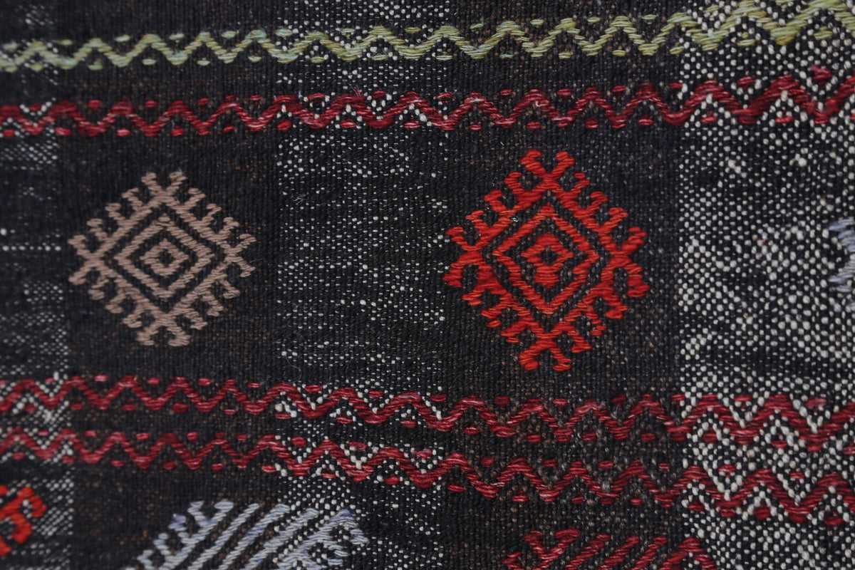 2x6 Vintage Turkish Flatweave Runner Rug,  Striped Wool Cotton Kilim, Narrow Hallway Rug