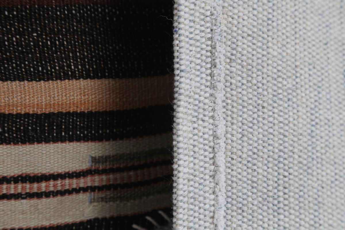 3x4 Vintage Turkish Tapestry Rug, Dark Brown Burgundy Striped Wool Cotton Textile, Woven Wall Art