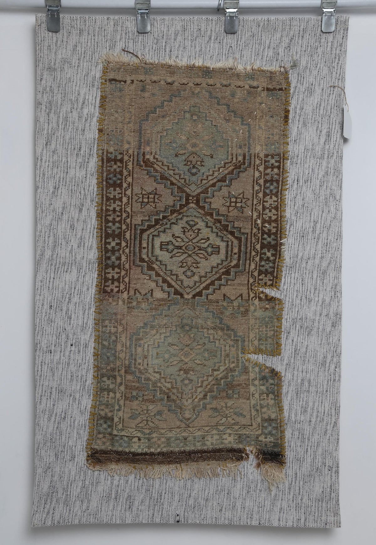 3x4 Vintage Turkish Wool Tapestry Rug,Wall Art, Neutral Textile Hanging