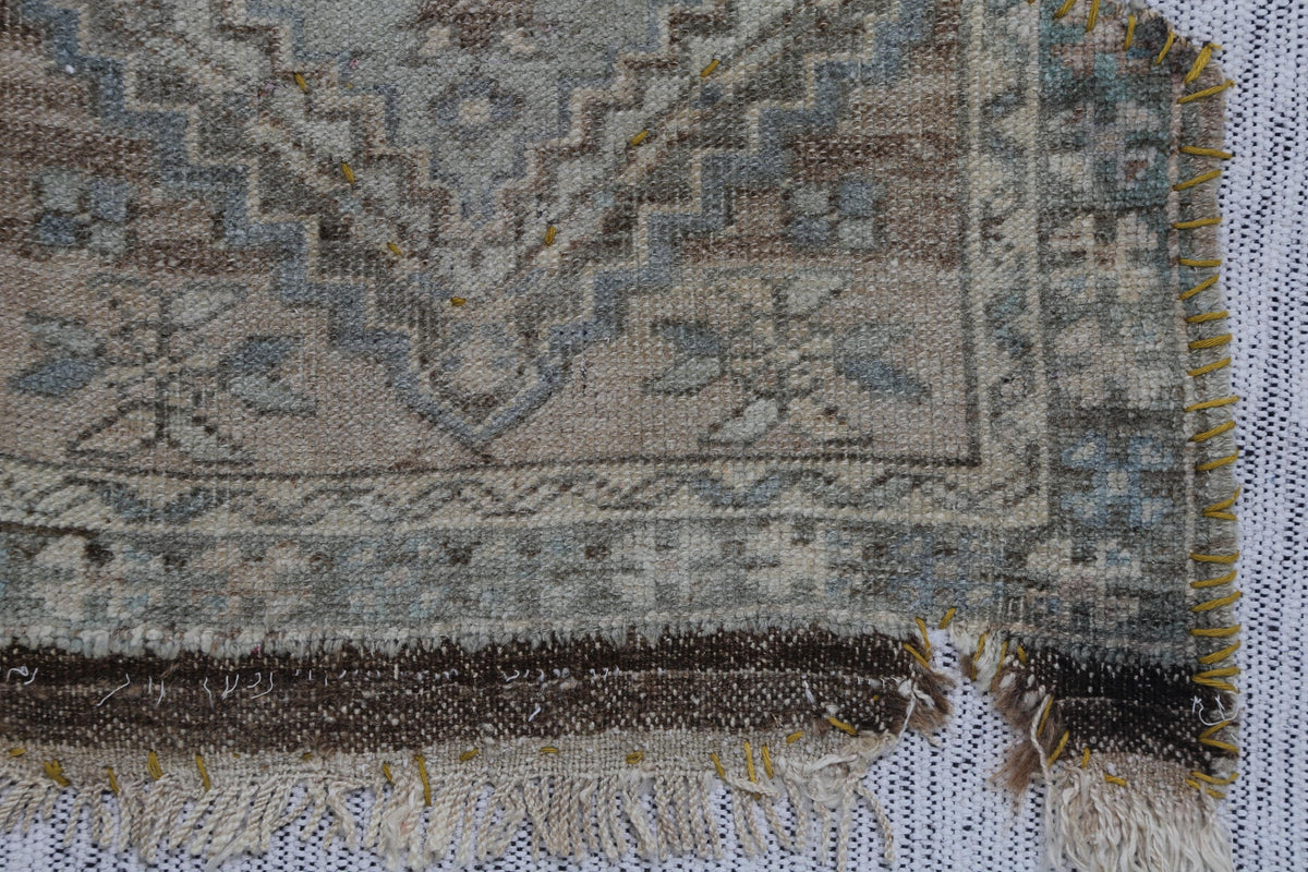 3x4 Vintage Turkish Wool Tapestry Rug,Wall Art, Neutral Textile Hanging