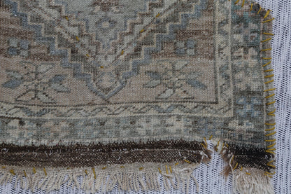 3x4 Vintage Turkish Wool Tapestry Rug,Wall Art, Neutral Textile Hanging
