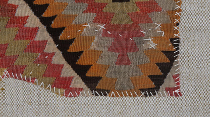 3x4 Vintage Turkish Tapestry Rug, Geometric Wool Kilim Wall Hanging, Woven Textile Wall Art