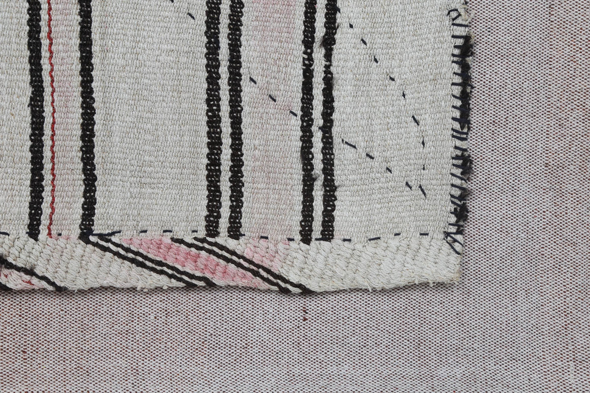 3x4 Vintage Turkish Tapestry Rug, Hemp Wool Kilim Wall Hanging, Handwoven Textile Wall Art