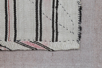 3x4 Vintage Turkish Tapestry Rug, Hemp Wool Kilim Wall Hanging, Handwoven Textile Wall Art