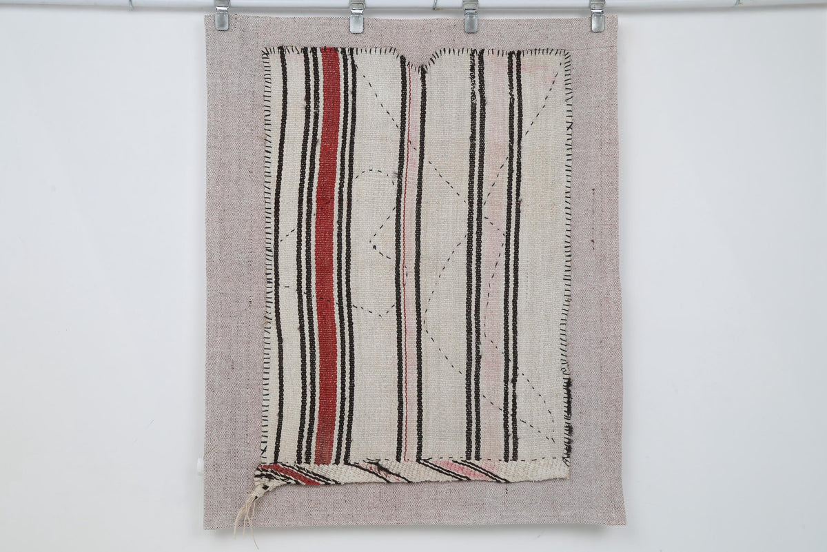 3x4 Vintage Turkish Tapestry Rug, Hemp Wool Kilim Wall Hanging, Handwoven Textile Wall Art
