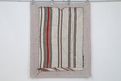 3x4 Vintage Turkish Tapestry Rug, Hemp Wool Kilim Wall Hanging, Handwoven Textile Wall Art