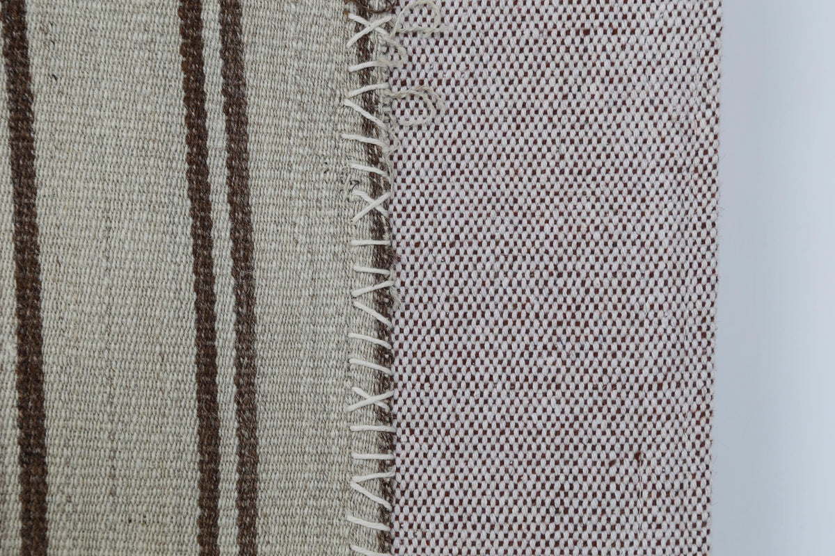 3x4 Vintage Turkish Tapestry Rug, Striped Wool Textile Wall Hanging, Neutral Woven Wall Art