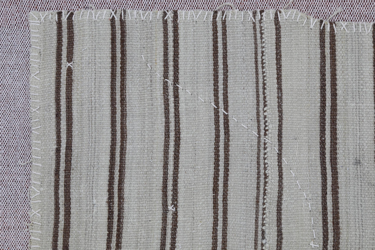 3x4 Vintage Turkish Tapestry Rug, Striped Wool Textile Wall Hanging, Neutral Woven Wall Art