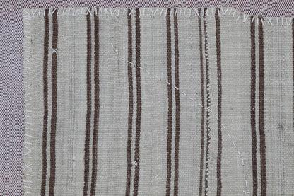 3x4 Vintage Turkish Tapestry Rug, Striped Wool Textile Wall Hanging, Neutral Woven Wall Art