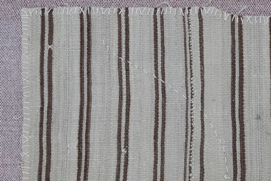 3x4 Vintage Turkish Tapestry Rug, Striped Wool Textile Wall Hanging, Neutral Woven Wall Art