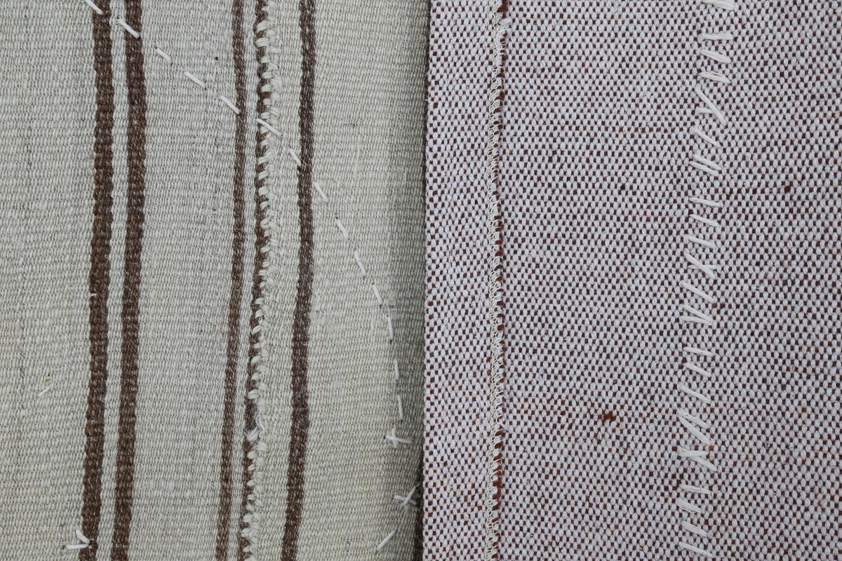 3x4 Vintage Turkish Tapestry Rug, Striped Wool Textile Wall Hanging, Neutral Woven Wall Art
