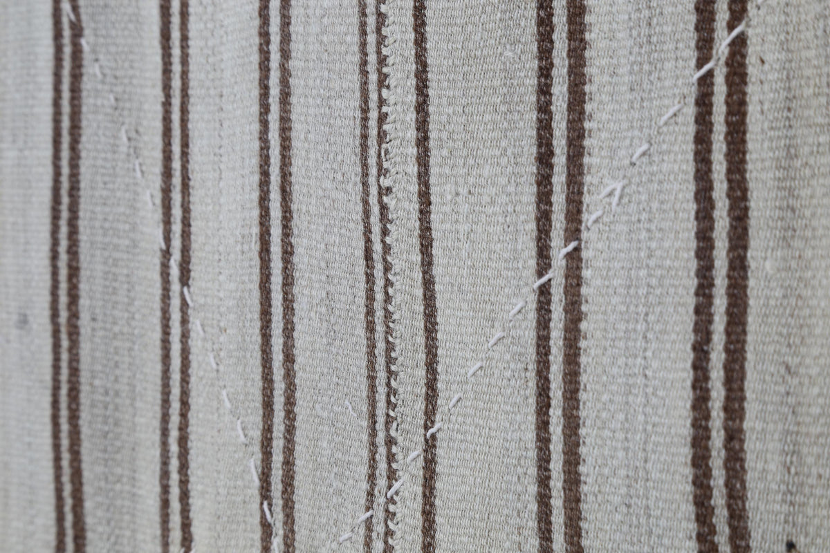 3x4 Vintage Turkish Tapestry Rug, Striped Wool Textile Wall Hanging, Neutral Woven Wall Art