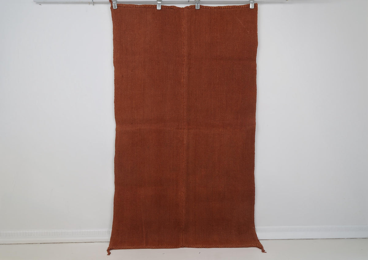 4x6 Vintage Turkish Hemp Tapestry Rug, Rust Woven Textile Wall Hanging, Minimalist Fiber Wall Art