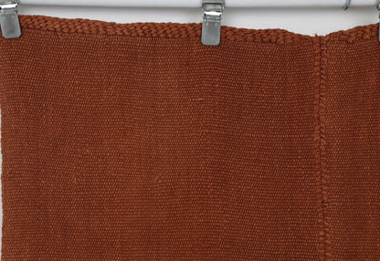 4x6 Vintage Turkish Hemp Tapestry Rug, Rust Woven Textile Wall Hanging, Minimalist Fiber Wall Art