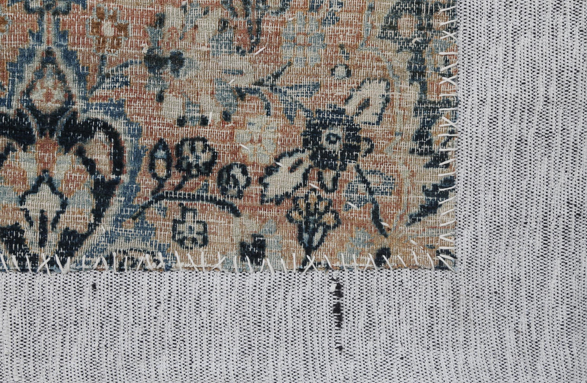 3x4 Vintage Turkish Tapestry Rug, Beige Blue Traditional Wool Textile, Antique Style Woven Wall Art