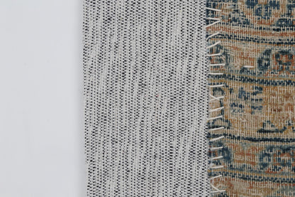 3x4 Vintage Turkish Tapestry Rug, Beige Blue Traditional Wool Textile, Antique Style Woven Wall Art