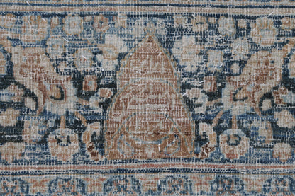 3x4 Vintage Turkish Tapestry Rug, Beige Blue Traditional Wool Textile, Antique Style Woven Wall Art