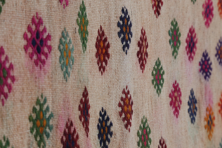2x3 Vintage Turkish Kilim Tapestry, Wool  Wall Hanging, Geometric Woven Textile Wall Art