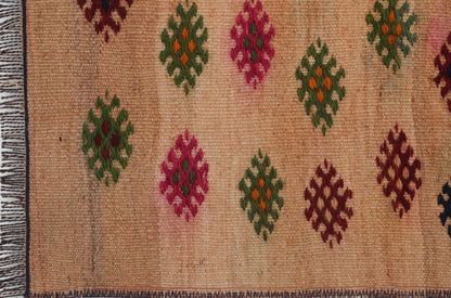 2x3 Vintage Turkish Kilim Tapestry, Wool  Wall Hanging, Geometric Woven Textile Wall Art