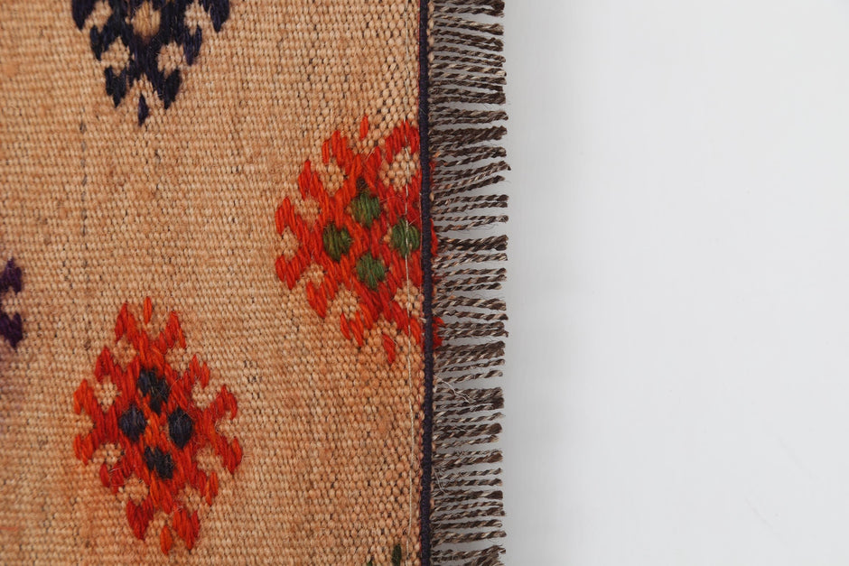 2x3 Vintage Turkish Kilim Tapestry, Wool  Wall Hanging, Geometric Woven Textile Wall Art