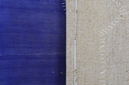 3x4 Vintage Turkish Tapestry Rug, Blue Wool Textile Wall Hanging, Minimal Woven Wall Art