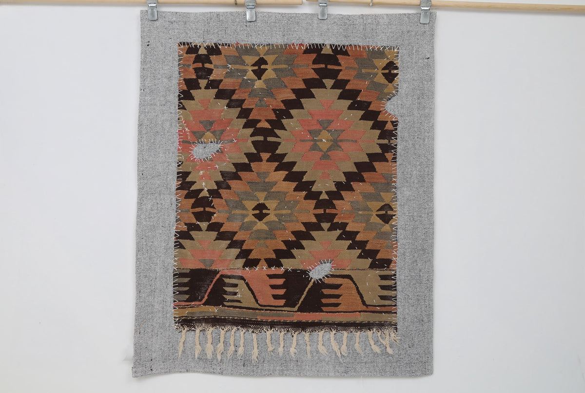 3x4 Vintage Turkish Tapestry Rug, Textile Wall Hanging, Kilim Wall Art