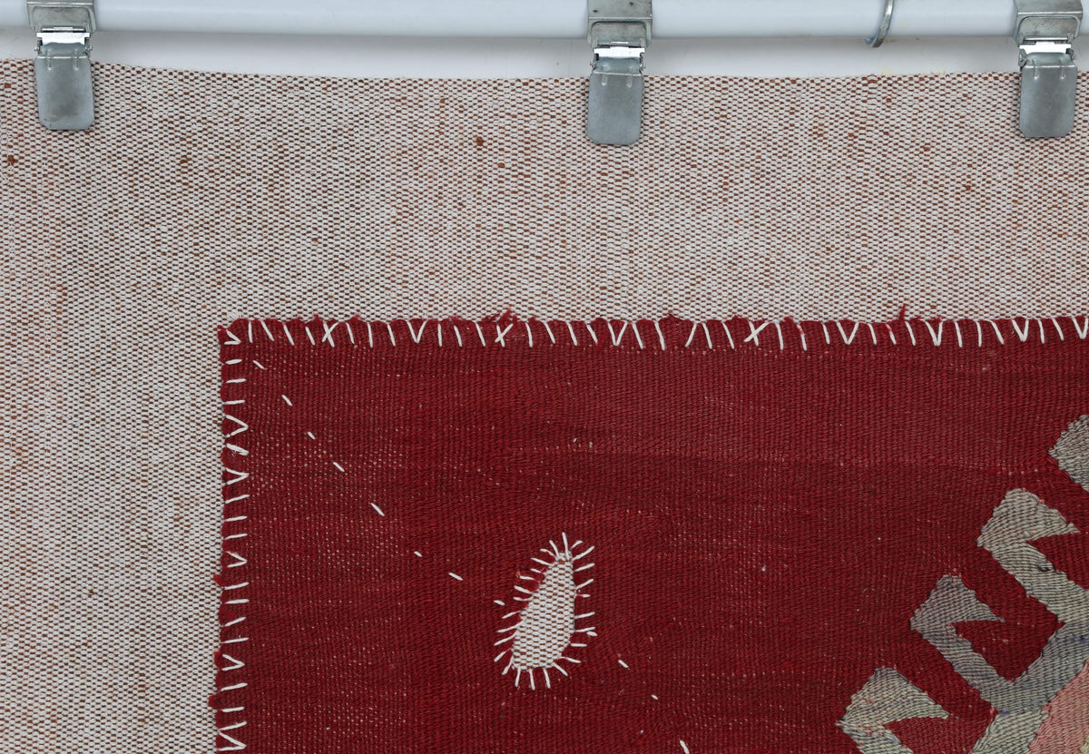 3x4 Vintage Turkish Wool Tapestry Rug, Kilim Textile Wall Hanging, Geometric Fiber Wall Art
