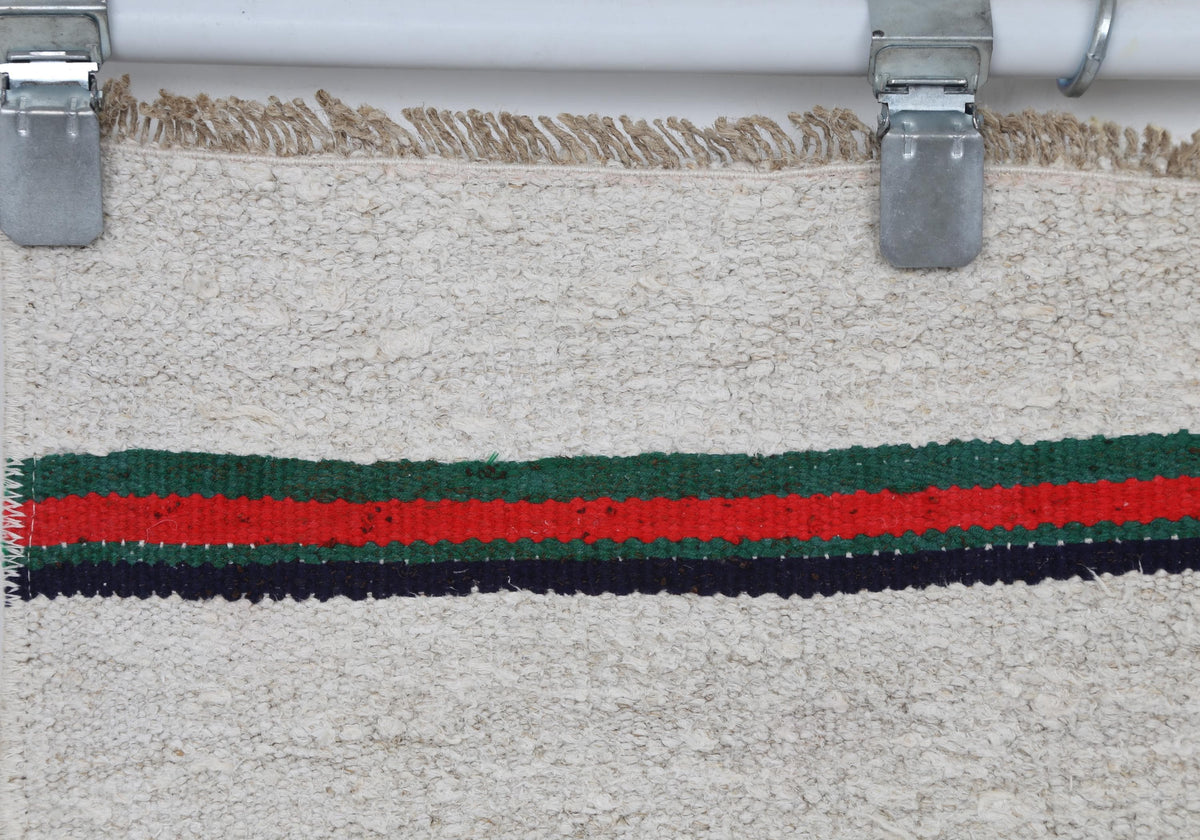 2x8 Vintage Hemp Runner Rug, Ivory Turkish Hallway Rug, Striped Narrow Entryway Rug