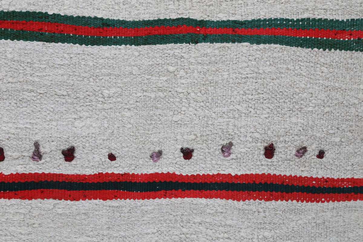 2x8 Vintage Hemp Runner Rug, Ivory Turkish Hallway Rug, Striped Narrow Entryway Rug