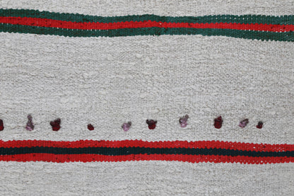 2x8 Vintage Hemp Runner Rug, Ivory Turkish Hallway Rug, Striped Narrow Entryway Rug
