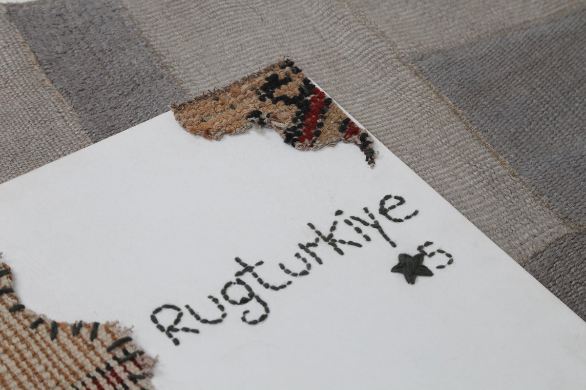 2x10 Vintage Hemp Runner Rug, Gray Turkish Patchwork Runner, Neutral Narrow Hallway Rug