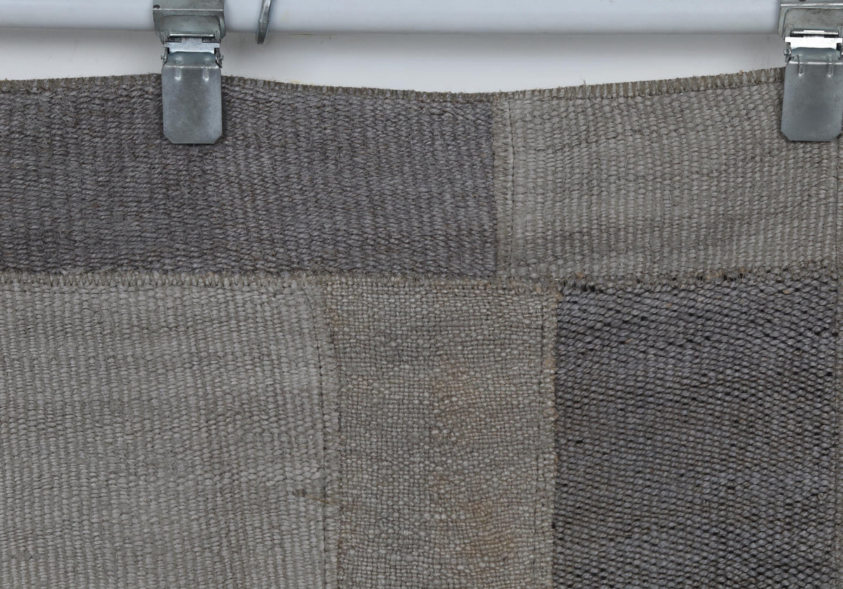 2x10 Vintage Hemp Runner Rug, Gray Turkish Patchwork Runner, Neutral Narrow Hallway Rug