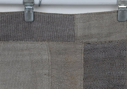 2x10 Vintage Hemp Runner Rug, Gray Turkish Patchwork Runner, Neutral Narrow Hallway Rug