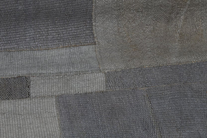 2x10 Vintage Hemp Runner Rug, Gray Turkish Patchwork Runner, Neutral Narrow Hallway Rug