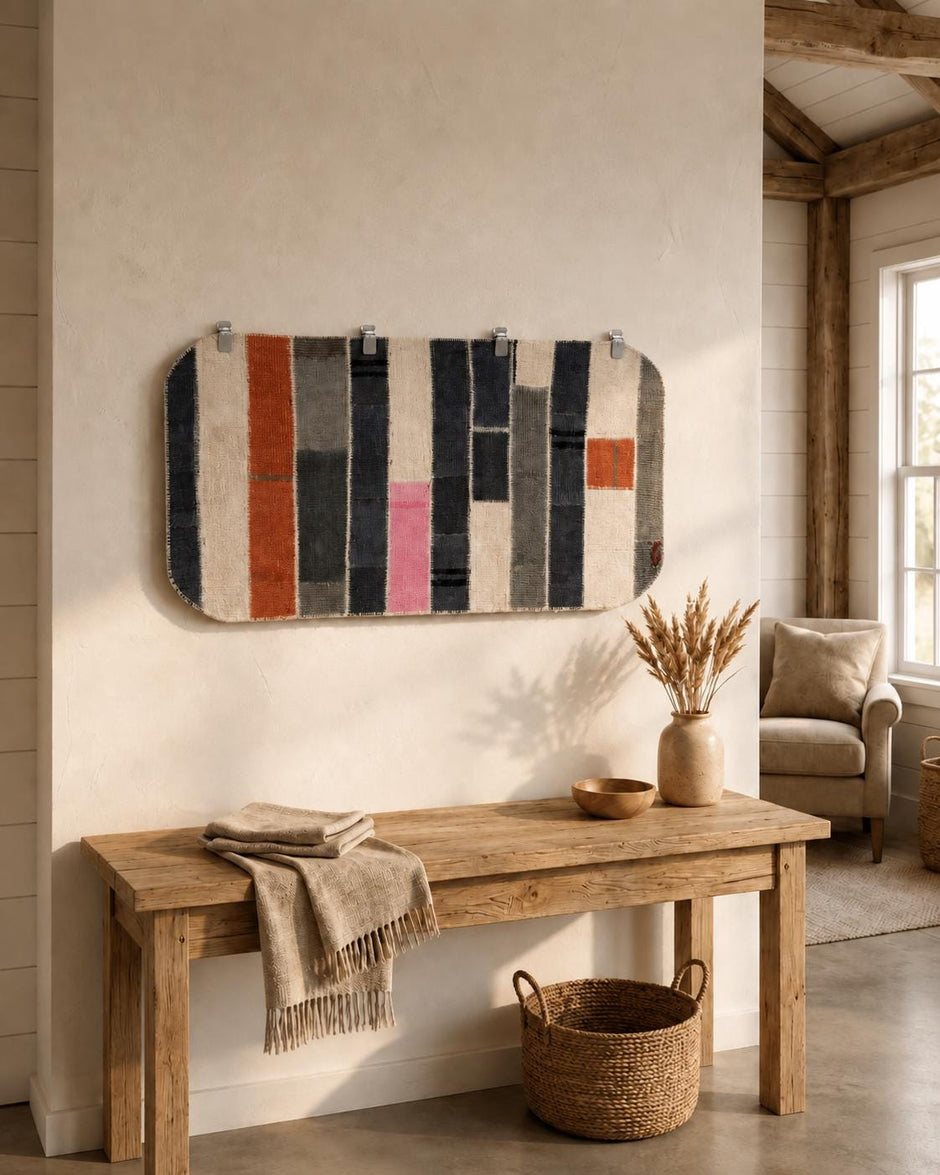 2x4 Vintage Turkish Hemp Tapestry Rug, Handmade Patchwork Wall Hanging, Textile Wall Art, Boho Fiber Decor