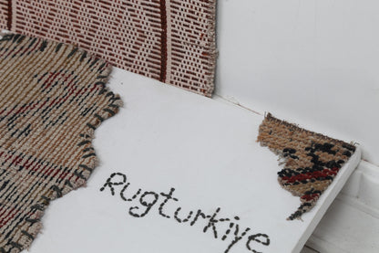 2x6 Vintage Turkish Flatweave Runner Rug, Brown Cream Geometric Kilim, Woven Hallway Entryway Rug