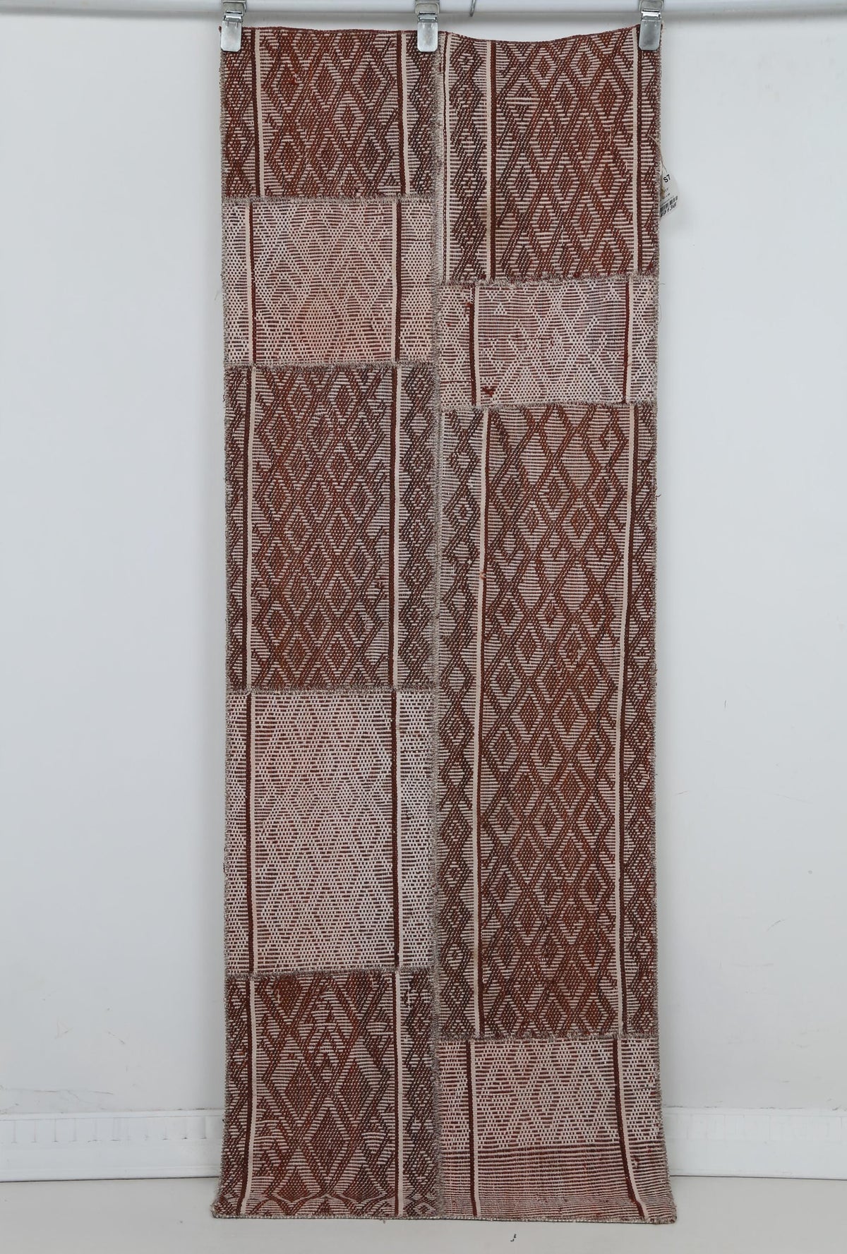 2x6 Vintage Turkish Flatweave Runner Rug, Brown Cream Geometric Kilim, Woven Hallway Entryway Rug