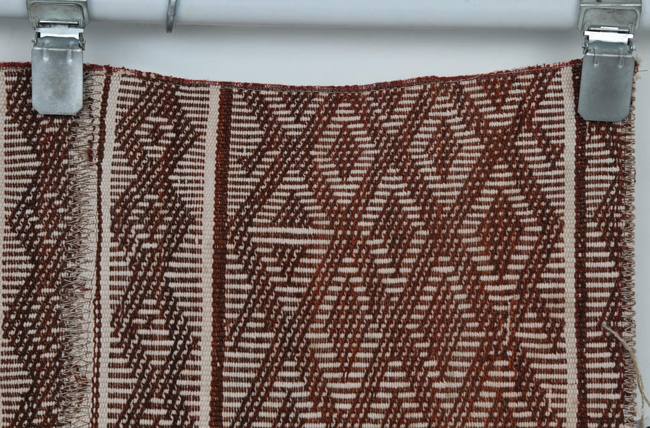 2x6 Vintage Turkish Flatweave Runner Rug, Brown Cream Geometric Kilim, Woven Hallway Entryway Rug