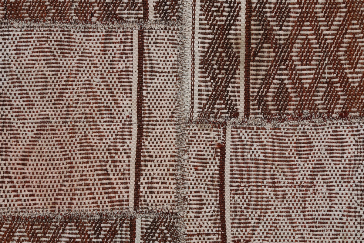 2x6 Vintage Turkish Flatweave Runner Rug, Brown Cream Geometric Kilim, Woven Hallway Entryway Rug