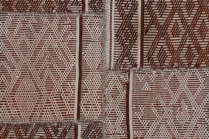 2x6 Vintage Turkish Flatweave Runner Rug, Brown Cream Geometric Kilim, Woven Hallway Entryway Rug