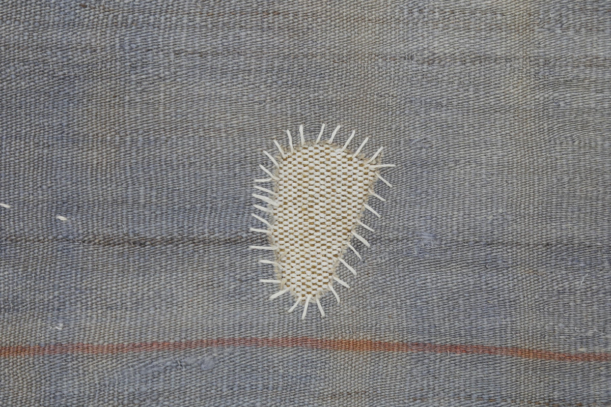 3x4 Vintage Turkish Tapestry Rug, Gray Abstract Hemp Wool Textile, Minimalist Woven Wall Art