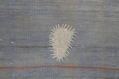 3x4 Vintage Turkish Tapestry Rug, Gray Abstract Hemp Wool Textile, Minimalist Woven Wall Art