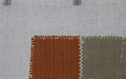 3x4 Vintage Turkish Tapestry Rug, Abstract Patchwork Textile Wall Art, Cotton Wool Woven Wall Hanging