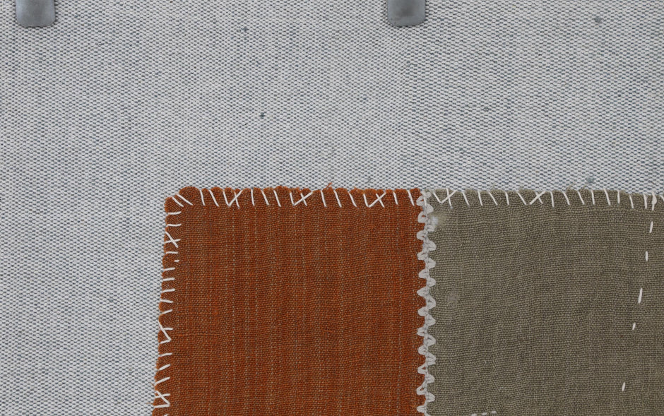 3x4 Vintage Turkish Tapestry Rug, Abstract Patchwork Textile Wall Art, Cotton Wool Woven Wall Hanging